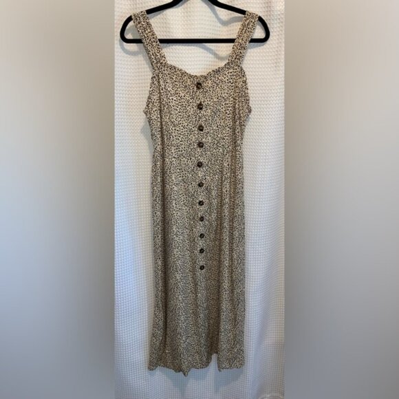 Woman Japna maxi Cheetah print tan and black buttoned up summer dress size large - Picture 1 of 4